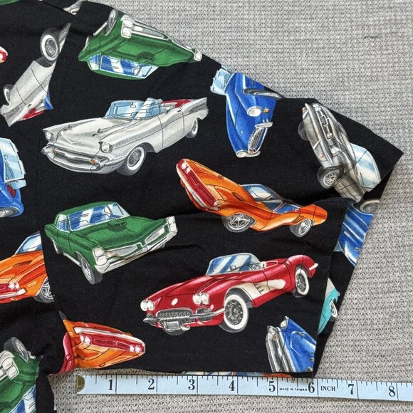 Vintage Classic Cars Handmade Mens Button Up Shirt Black Short Sleeve Size XL? - Picture 13 of 16